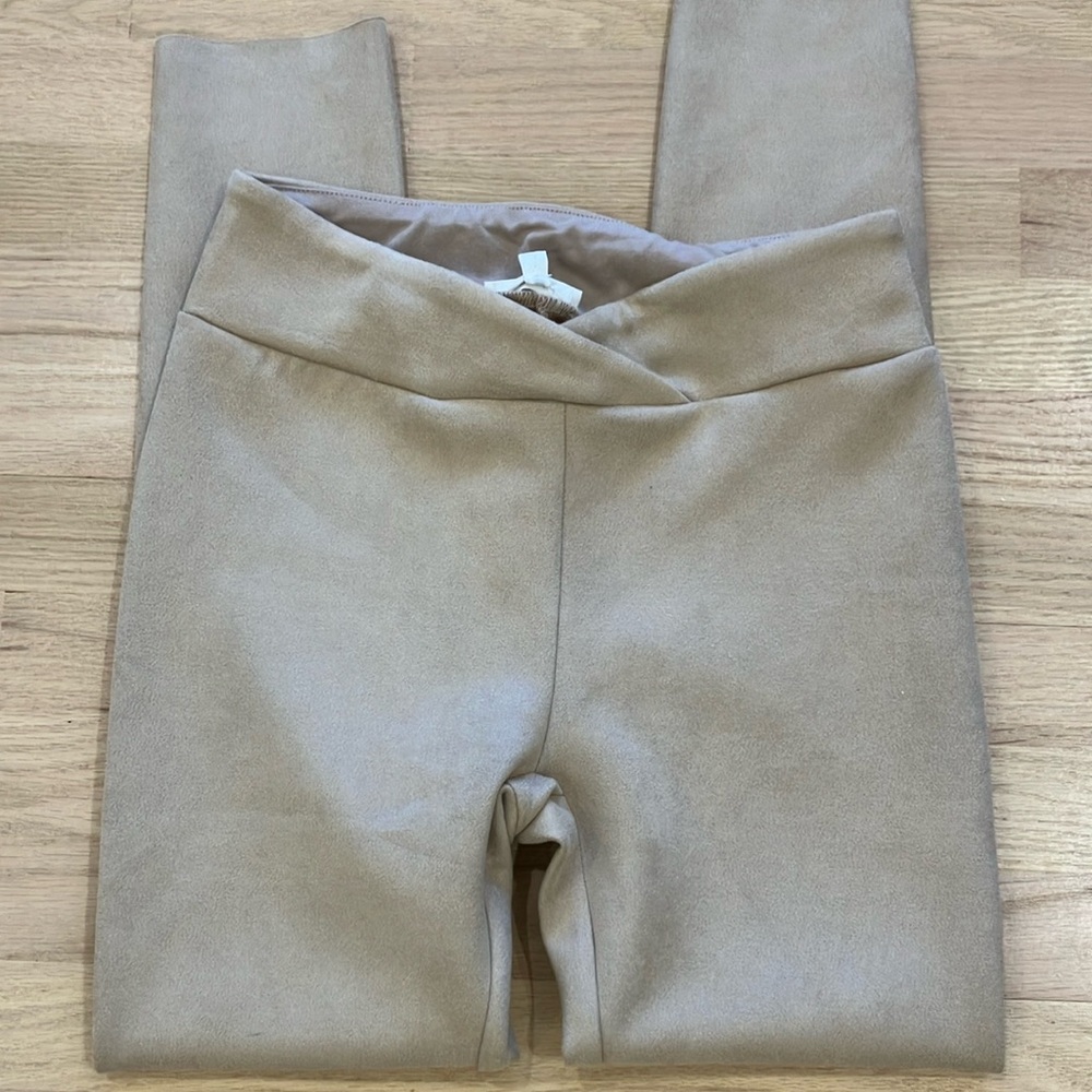 Women’s Splendid vegan suede leggings camel sz Small